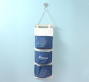 Famous Painting Series Sunflower Hanging Storage Bag with 3 Pockets(Deep Blue)