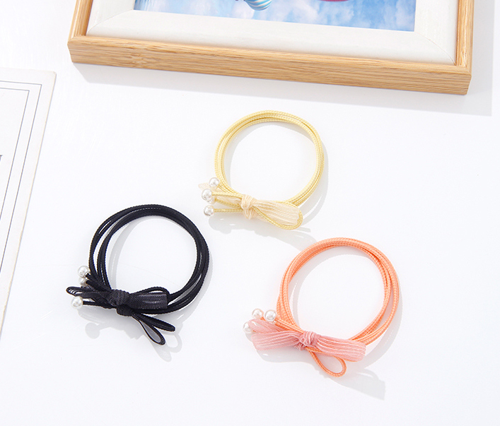 Knot Artificial Pearl Hair Tie 2 PCS