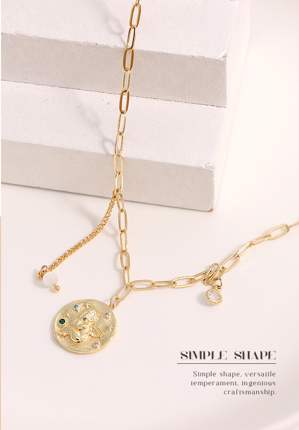 Stylish Metal Round Angel Necklace