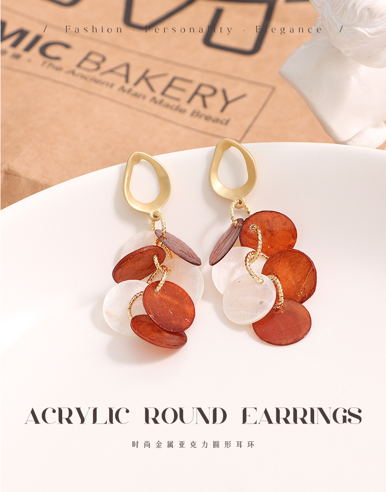Stylish Metal Acrylic Round Earrings