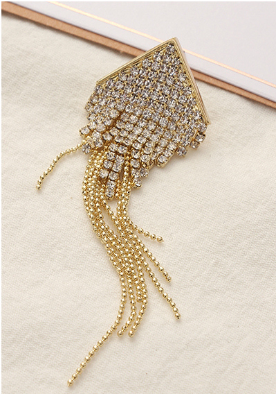 Stylish Bead Chain Rhinestone Tassel Earrings