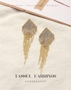 Stylish Bead Chain Rhinestone Tassel Earrings
