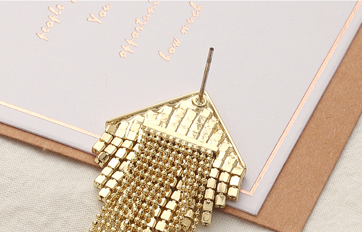 Stylish Bead Chain Rhinestone Tassel Earrings