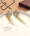 Stylish Bead Chain Rhinestone Tassel Earrings