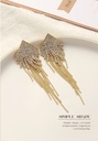 Stylish Bead Chain Rhinestone Tassel Earrings