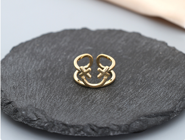 Similing Face Geometric Open Ring