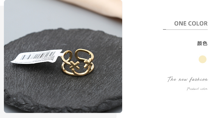 Similing Face Geometric Open Ring