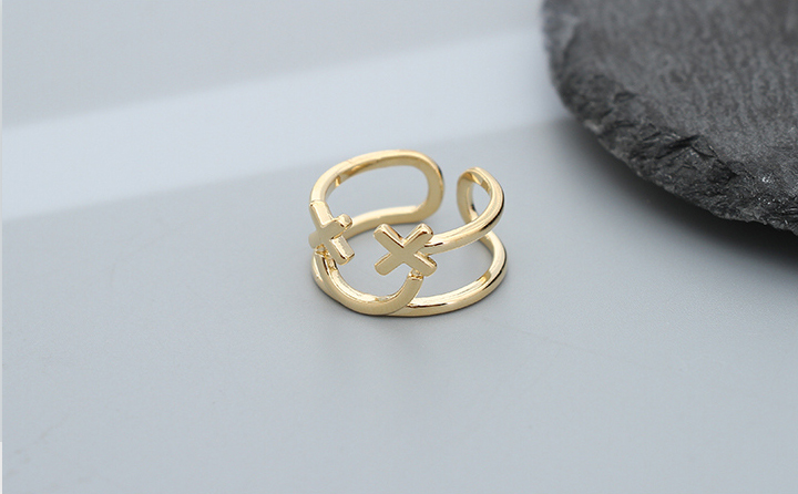Similing Face Geometric Open Ring