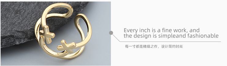 Similing Face Geometric Open Ring