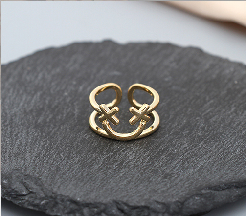 Similing Face Geometric Open Ring
