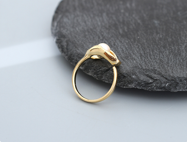 Artificial Pearl Geometric Open Ring