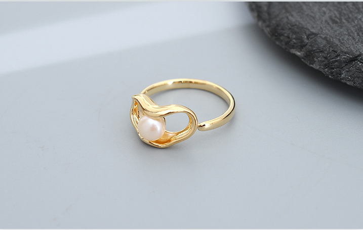 Artificial Pearl Geometric Open Ring