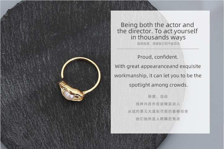Artificial Pearl Geometric Open Ring