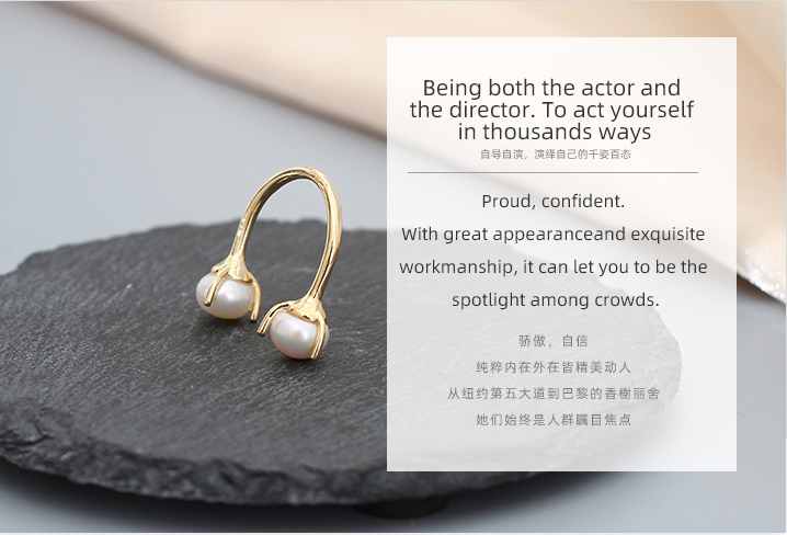 Double Artificial Pearls Open Ring