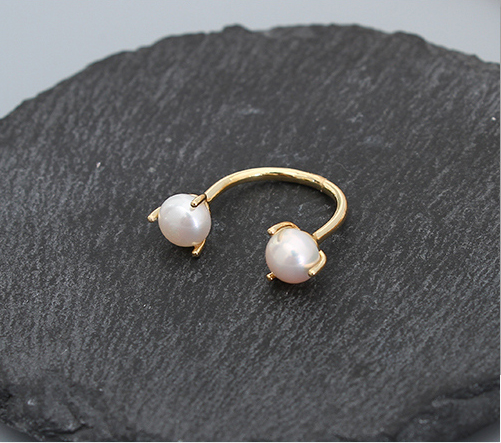 Double Artificial Pearls Open Ring