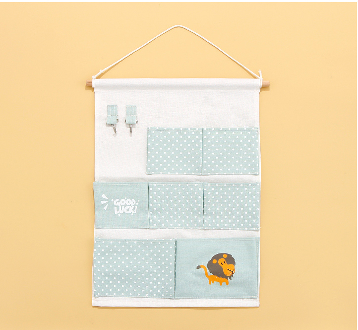 Cartoon Hanging Bag with 7 Pockets and 2 Hooks(Green)