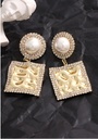 Metal Rhinestone Artificial Pearl Square Earrings