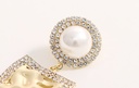 Metal Rhinestone Artificial Pearl Square Earrings