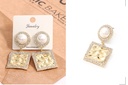 Metal Rhinestone Artificial Pearl Square Earrings