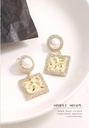 Metal Rhinestone Artificial Pearl Square Earrings