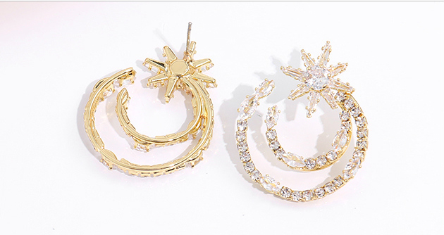 Stylish Zircon Moon Star Earrings