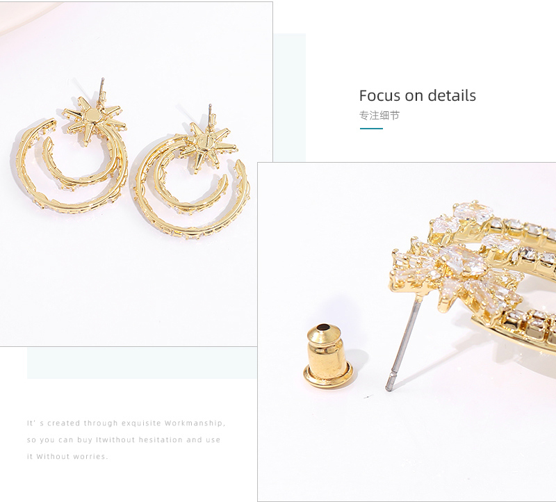 Stylish Zircon Moon Star Earrings