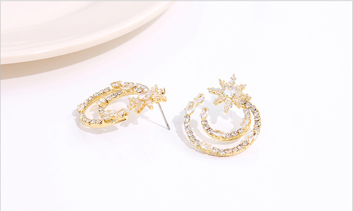 Stylish Zircon Moon Star Earrings