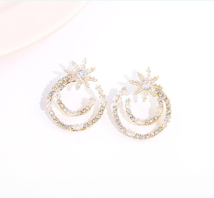 Stylish Zircon Moon Star Earrings