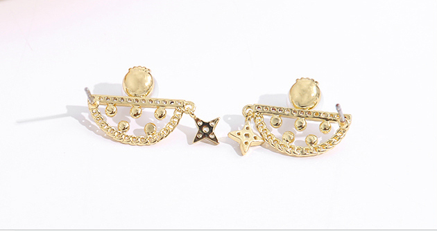 Stylish Artificial Pearl Zircon Half Circle Earrings