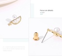 Stylish Artificial Pearl Zircon Half Circle Earrings
