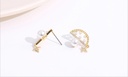 Stylish Artificial Pearl Zircon Half Circle Earrings
