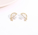 Stylish Artificial Pearl Zircon Half Circle Earrings