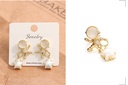 Cat's-eye Gem Doll Shaped Pentastar Earrings
