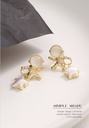 Cat's-eye Gem Doll Shaped Pentastar Earrings