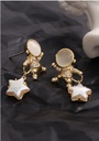 Cat's-eye Gem Doll Shaped Pentastar Earrings