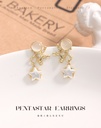Cat's-eye Gem Doll Shaped Pentastar Earrings