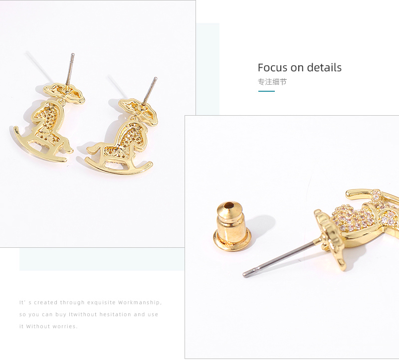 Elegant Rhinestone Horse Earrings