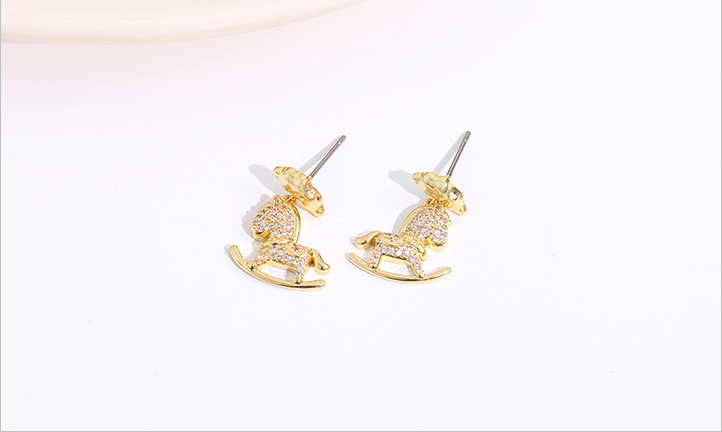 Elegant Rhinestone Horse Earrings
