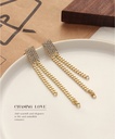 Square Rhinestone Chain Tassel Earrings