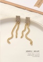 Square Rhinestone Chain Tassel Earrings