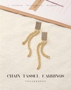 Square Rhinestone Chain Tassel Earrings