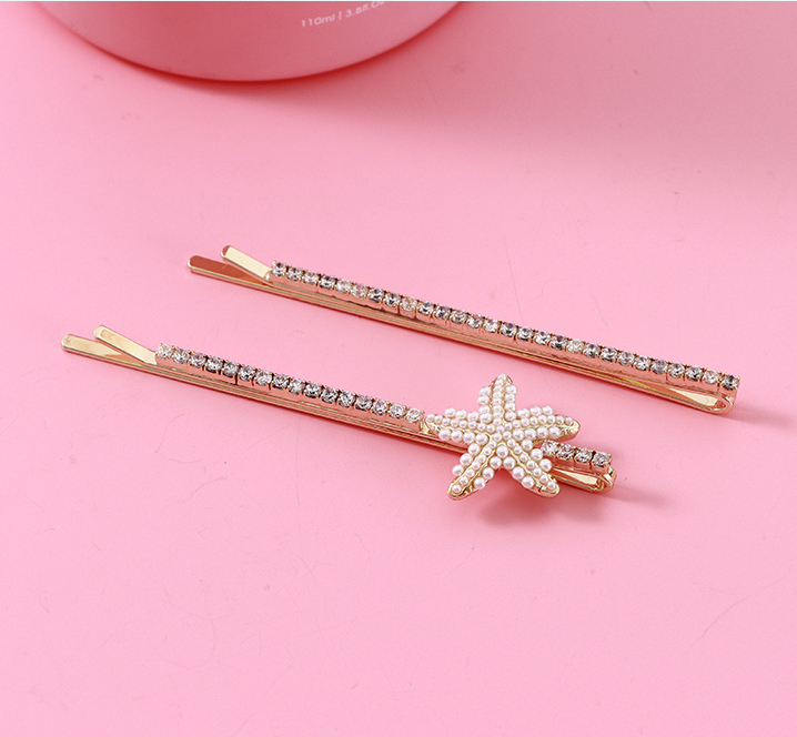 Rhinestone Starfish Hair Pin Set