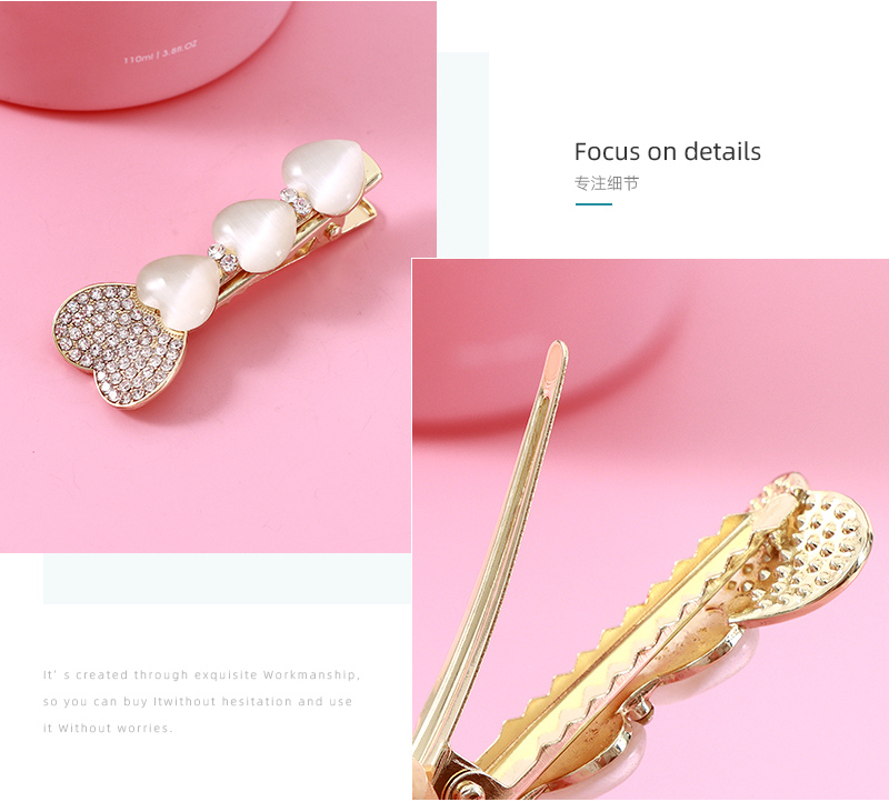 Stylish Artificial Pearl Heart Coloured Glaze Hair Pin