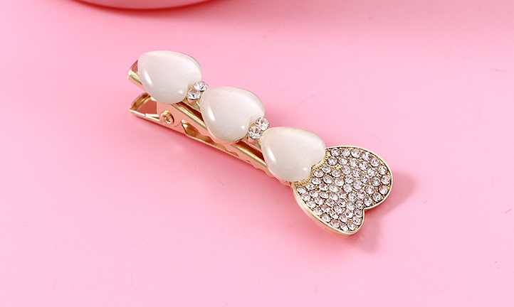 Stylish Artificial Pearl Heart Coloured Glaze Hair Pin
