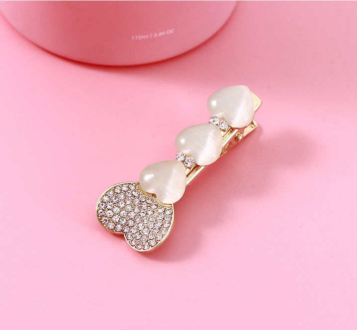 Stylish Artificial Pearl Heart Coloured Glaze Hair Pin