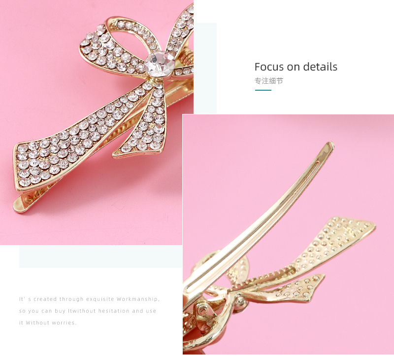 Rhinestone Ribbon Tie Knot Hair Pin
