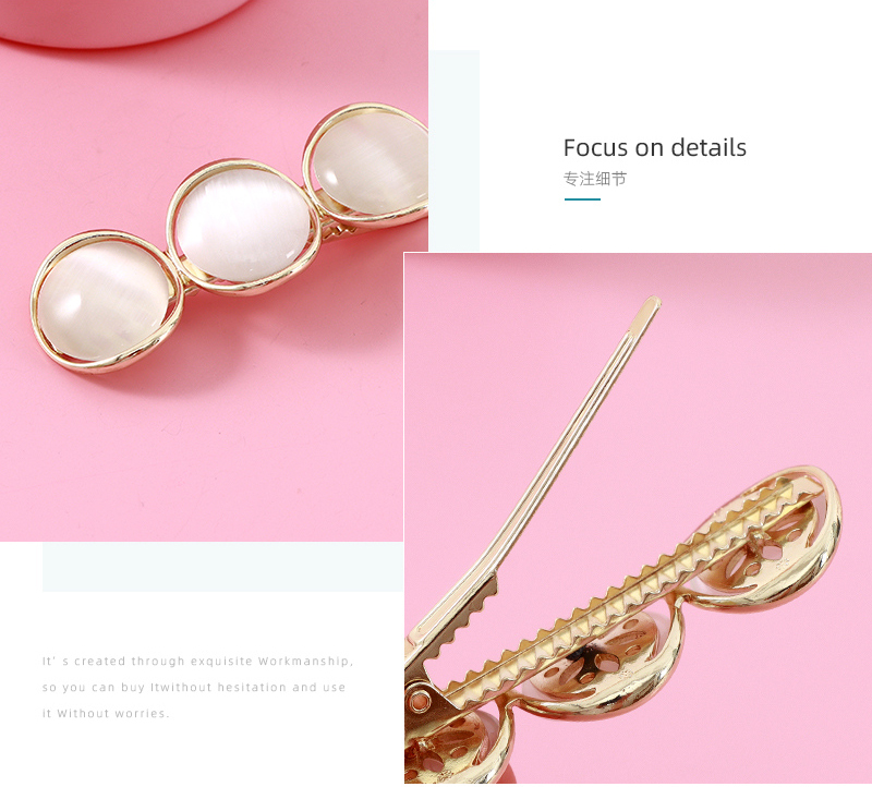Elegant Triple Cat's-eye Gem Round Hair Pin