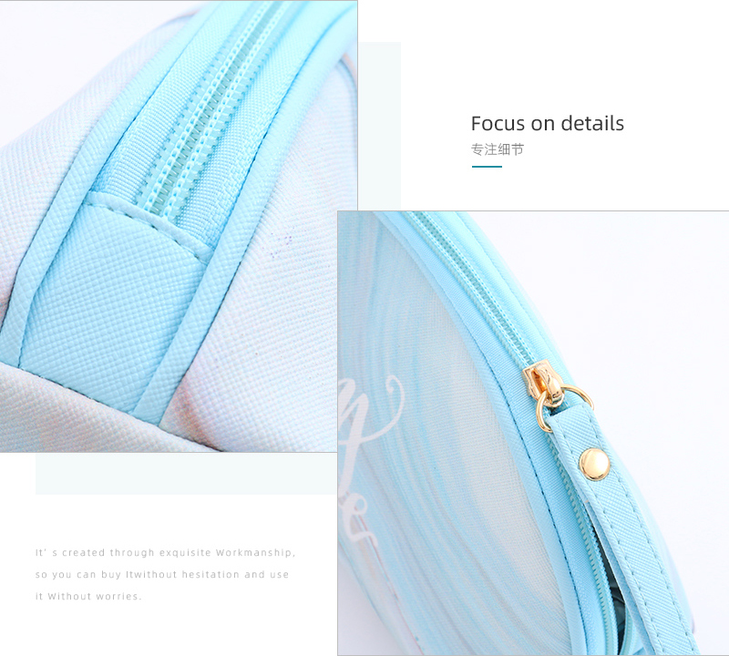 Contrast Color Arc-shaped Cosmetic Bag(Blue)