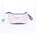 Feather Pattern Cosmetic Bag(Medium)(White and Blue)