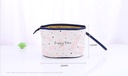 Feather Pattern Cosmetic Bag(Medium)(White and Blue)